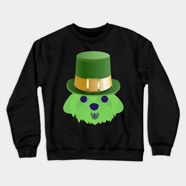 Maltese St Patrick's Day Funny Dog with St Patrick's Hat Crewneck Sweatshirt by docferds
